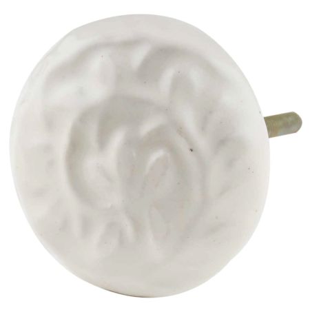 Solid Cream Floral Ceramic Cabinet Knobs